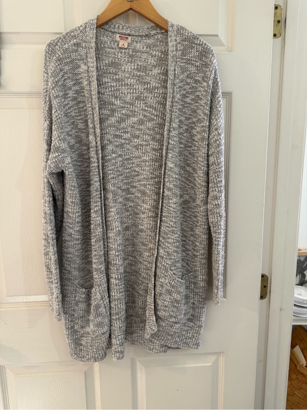 Mossimo Supply Co. Heather Gray Open-Front Knit Cardigan